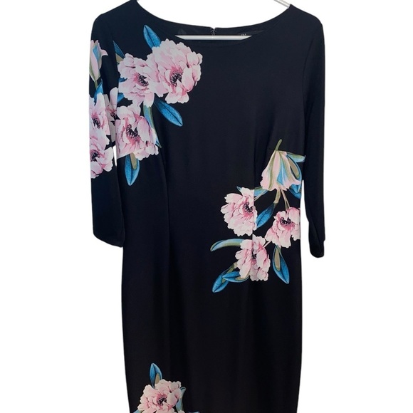 INC International concepts 34 sleeve black floral sheath dress - Picture 5 of 13